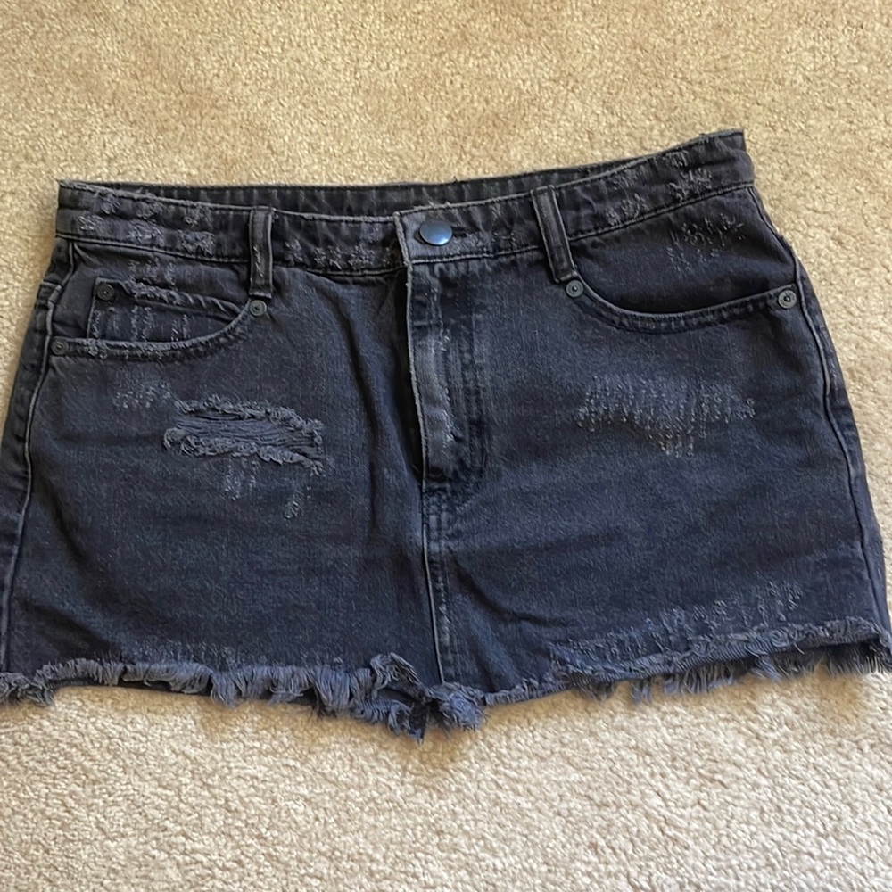 Free People Black Denim Skirt